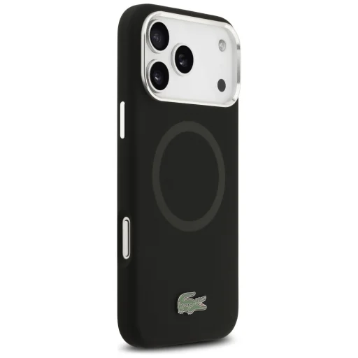 iPhone 17 Pro Max Lacoste Silikónové Kovové Logo MagSafe Puzdro Čierne - 4