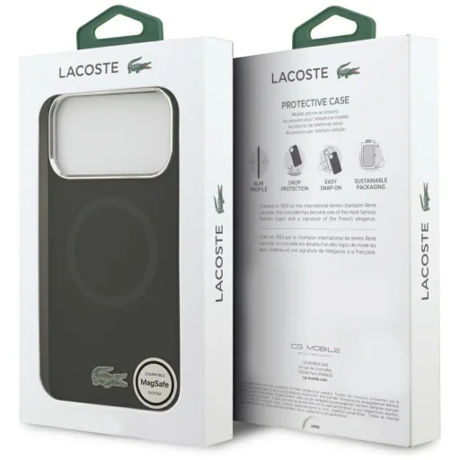 iPhone 17 Pro Max Lacoste Silikónové Kovové Logo MagSafe Puzdro Čierne - 8