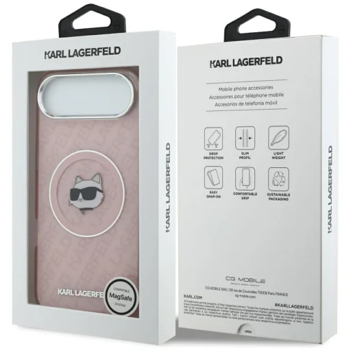 iPhone 17 Air Karl Lagerfeld IML Choupette Hlava Logo MagSafe puzdro ružové - 8