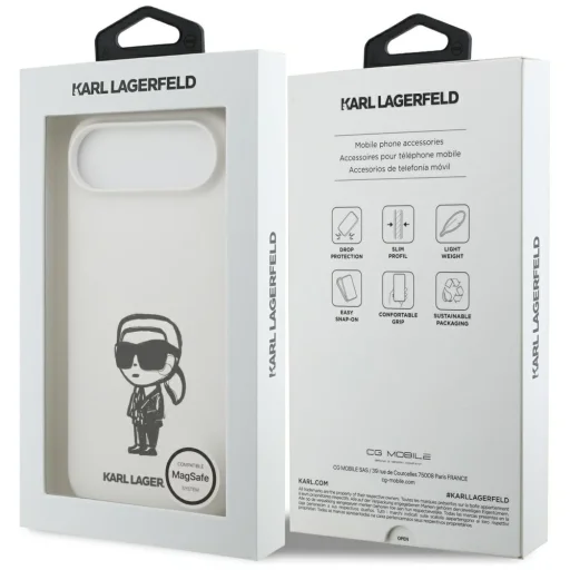 iPhone 17 Air Karl Lagerfeld Silikónový Karl Sketch & Logo MagSafe biely obal - 8
