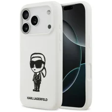 iPhone 17 Pro Karl Lagerfeld Silikónové Karl Sketch & Logo MagSafe puzdro biele