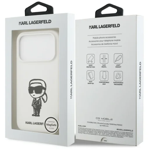iPhone 17 Pro Karl Lagerfeld Silikónové Karl Sketch & Logo MagSafe puzdro biele - 8