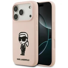 iPhone 17 Pro Max Karl Lagerfeld Szilikon Karl Sketch & Logo MagSafe tok rózsaszín
