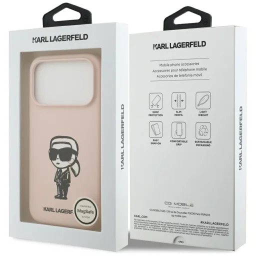 iPhone 17 Pro Max Karl Lagerfeld Szilikon Karl Sketch & Logo MagSafe tok rózsaszín - 8