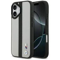 iPhone 17 BMW M perforované pruhované puzdro MagSafe s logom, sivé