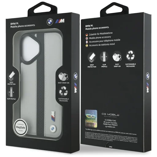 iPhone 17 BMW M perforované pruhované puzdro MagSafe s logom, sivé - 8