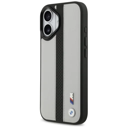 iPhone 17 BMW M perforované pruhované puzdro MagSafe s logom, sivé - 2