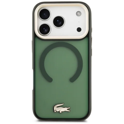 iPhone 17 Pro Lacoste nárazuvzdorné priehľadné matné puzdro MagSafe so zlatým logom vo farbe: sinopel - 3