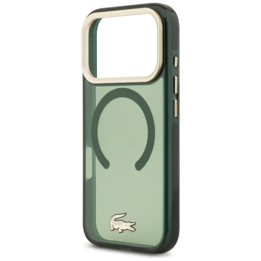 iPhone 17 Pro Lacoste nárazuvzdorné priehľadné matné puzdro MagSafe so zlatým logom vo farbe: sinopel - 6