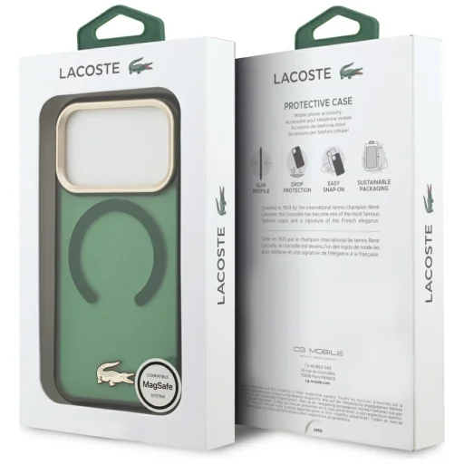 iPhone 17 Pro Lacoste nárazuvzdorné priehľadné matné puzdro MagSafe so zlatým logom vo farbe: sinopel - 8