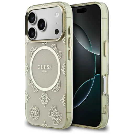 iPhone 17 Pro Guess IML Peony Dot MagSafe puzdro béžové, - 1