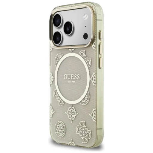 iPhone 17 Pro Guess IML Peony Dot MagSafe puzdro béžové, - 2