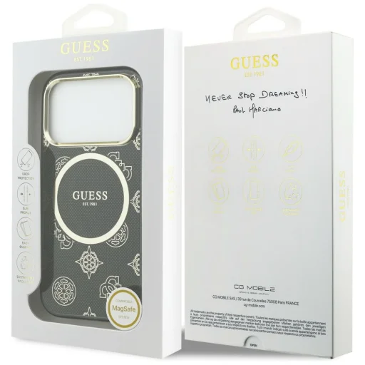 Puzdro Guess IML Peony Dot MagSafe pre iPhone 17 Pro, čierne - 8