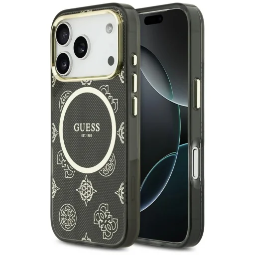 Puzdro Guess IML Peony Dot MagSafe pre iPhone 17 Pro, čierne - 1