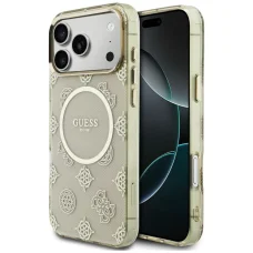 iPhone 17 Pro Max Guess IML Pivonková bodka MagSafe puzdro béžové