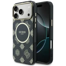iPhone 17 Pro Max Guess IML Pivonka Bodka MagSafe čierny obal