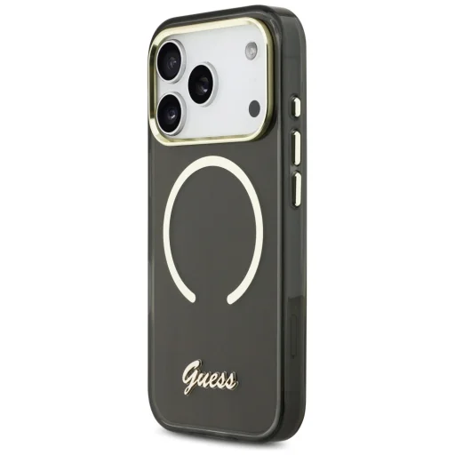 iPhone 17 Pro Max Guess IML Script Metal MagSafe puzdro čierne - 2