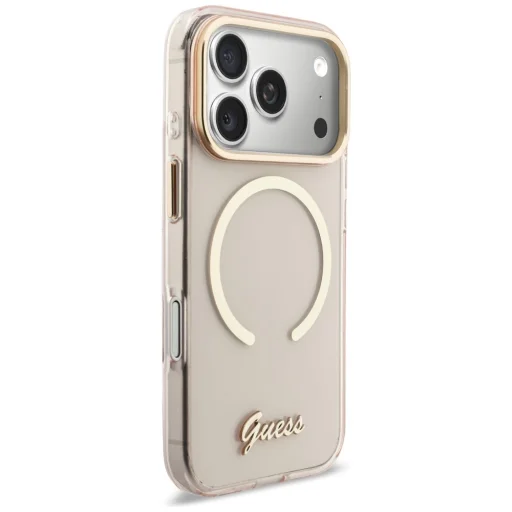 iPhone 17 Pro Max Guess IML Script Metal MagSafe puzdro ružové - 4