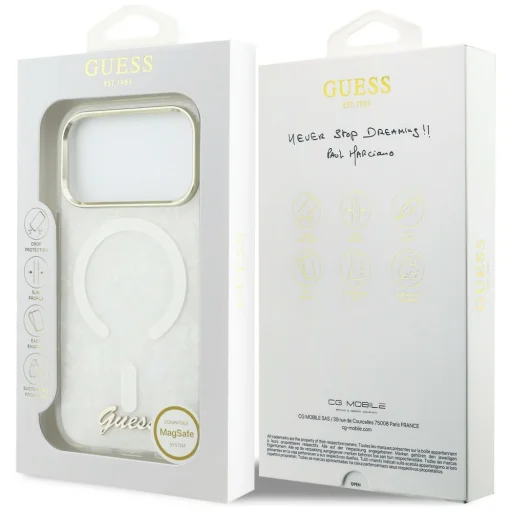 iPhone 17 Pro Max Guess IML Shell Script Kovový MagSafe obal biely - 8