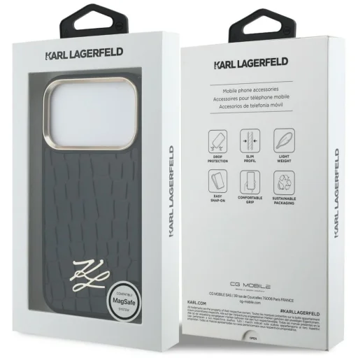 iPhone 17 Pro Karl Lagerfeld Croco KL Script Logo MagSafe puzdro čierne - 8