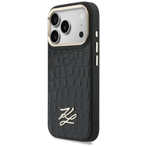 iPhone 17 Pro Karl Lagerfeld Croco KL Script Logo MagSafe puzdro čierne - 2