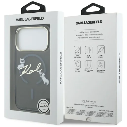 iPhone 17 Pro Max Karl Lagerfeld IML Choupettes Karl Script Logo MagSafe obal čierny - 8