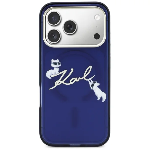 iPhone 17 Pro Etui Karl Lagerfeld IML Choupettes Karl Script Logo MagSafe tok kék - 3