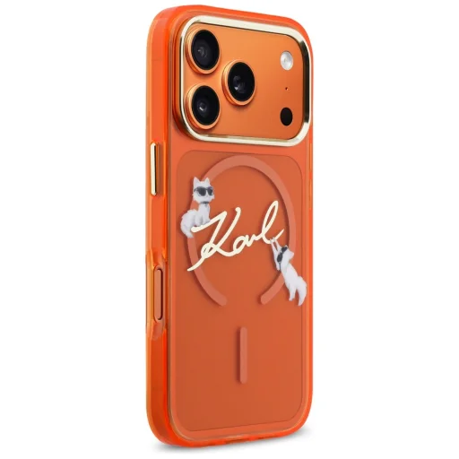 iPhone 17 Pro Max Karl Lagerfeld IML Choupettes Karl Script Logo oranžové MagSafe puzdro - 4
