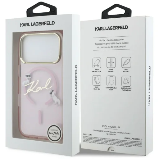 iPhone 17 Pro Max Karl Lagerfeld IML Choupettes Karl Script Logo MagSafe puzdro ružové - 8