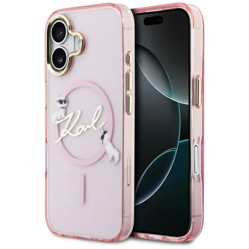 iPhone 17 Karl Lagerfeld IML Choupettes Karl Script Logo MagSafe puzdro ružové - 1