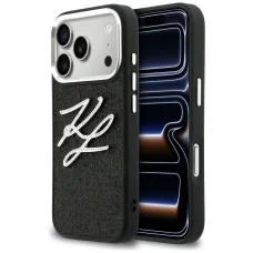iPhone 17 Pro Karl Lagerfeld IML Glitter KL Diamantové Logo čierne puzdro