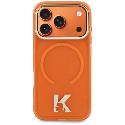 iPhone 17 Pro Max Karl Lagerfeld IML K Head Logo puzdro, oranžové - 3