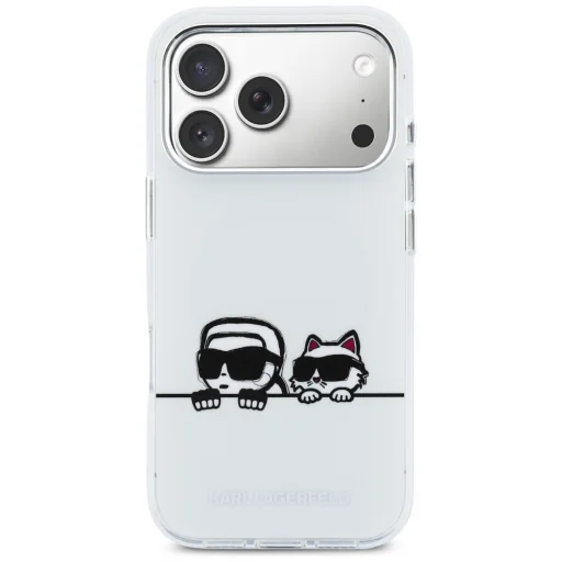 iPhone 17 Pro Karl Lagerfeld IML Karl & Choupette Peekaboo Logo MagSafe biele puzdro - 3