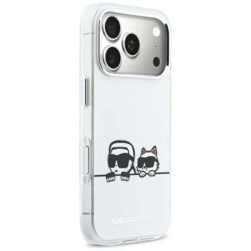 iPhone 17 Pro Karl Lagerfeld IML Karl & Choupette Peekaboo Logo MagSafe biele puzdro - 4