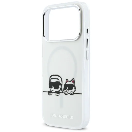 iPhone 17 Pro Karl Lagerfeld IML Karl & Choupette Peekaboo Logo MagSafe biele puzdro - 6