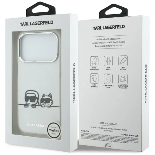 iPhone 17 Pro Karl Lagerfeld IML Karl & Choupette Peekaboo Logo MagSafe biele puzdro - 8