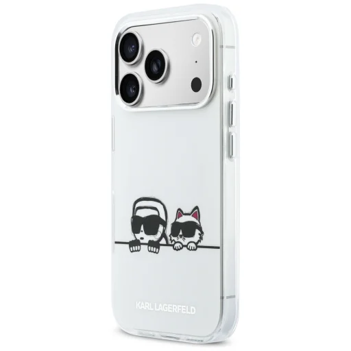 iPhone 17 Pro Karl Lagerfeld IML Karl & Choupette Peekaboo Logo MagSafe biele puzdro - 2