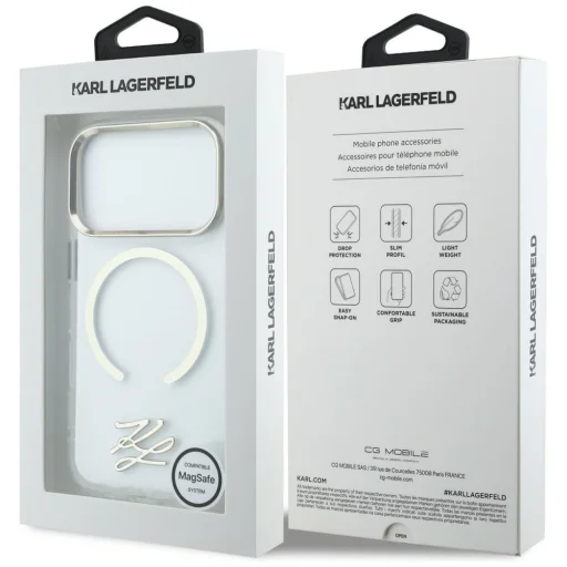 iPhone 17 Pro Karl Lagerfeld IML KL Script Logo MagSafe priehľadné puzdro, - 8