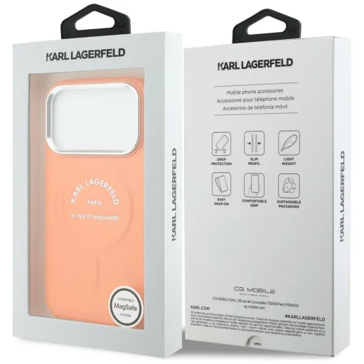 iPhone 17 Pro Karl Lagerfeld Karl RSG Logo MagSafe puzdro oranžové - 8