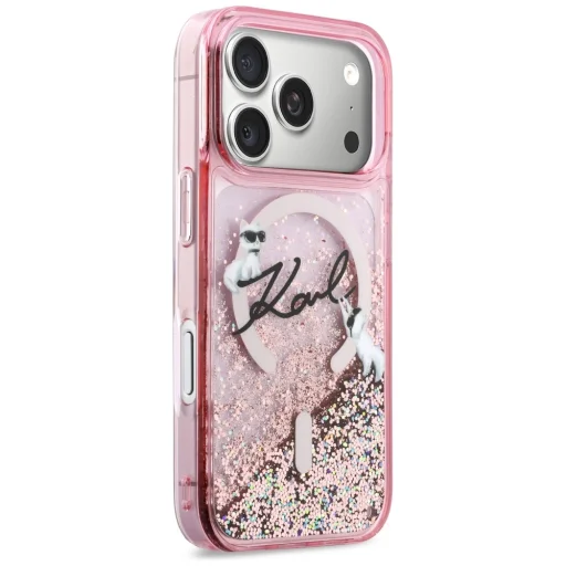 iPhone 17 Pro Karl Lagerfeld Liquid Glitter Karl Script Logo MagSafe puzdro ružové - 4