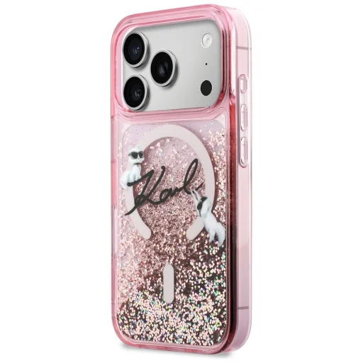 iPhone 17 Pro Karl Lagerfeld Liquid Glitter Karl Script Logo MagSafe puzdro ružové - 2
