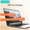USAMS U97 60W USB kábel Type-C 30cm oranžový thumbnail