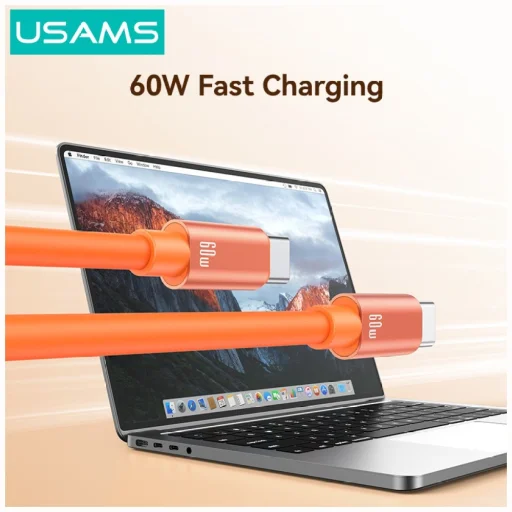 USAMS U97 60W USB-C - USB-C kábel s pútkom na zápästie 30cm, sivá - 2