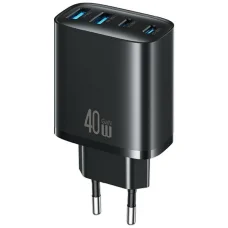 USAMS T70 40W 2xUSB-A/2xUSB-C čierna sieťová nabíjačka
