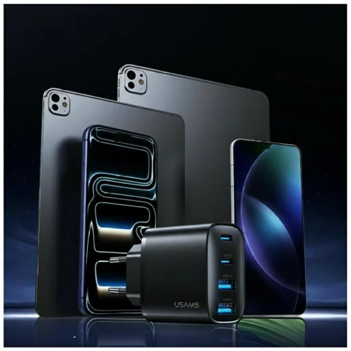 USAMS T70 40W 2xUSB-A/2xUSB-C čierna sieťová nabíjačka - 4