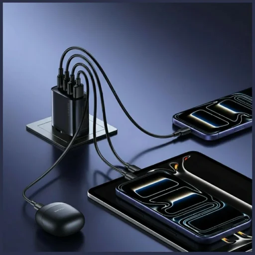 USAMS T70 40W 2xUSB-A/2xUSB-C čierna sieťová nabíjačka - 5