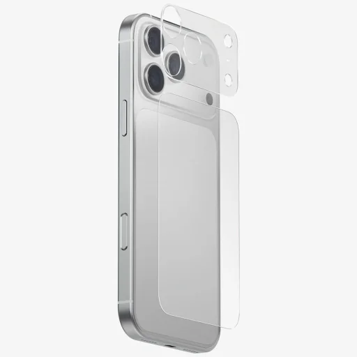 iPhone 17 Pro UNIQ Optix Aeroshield+ priehľadná ochranná sklenená fólia na modul kamery a zadný kryt - 1