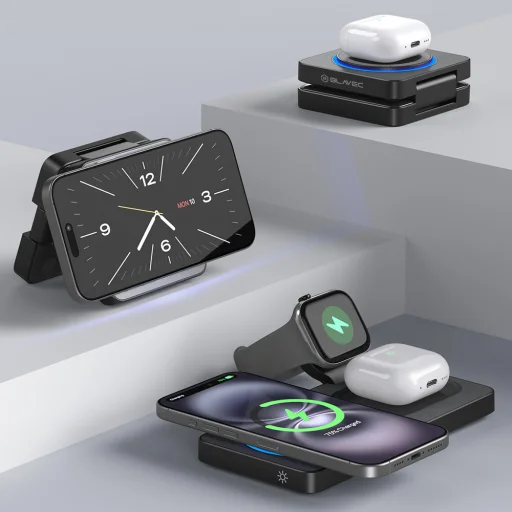 Blavec BQI-04 Qi 15W Magsafe nabíjací stojan 3v1 UniCharge (BQI04-QIMB) čierny - 3