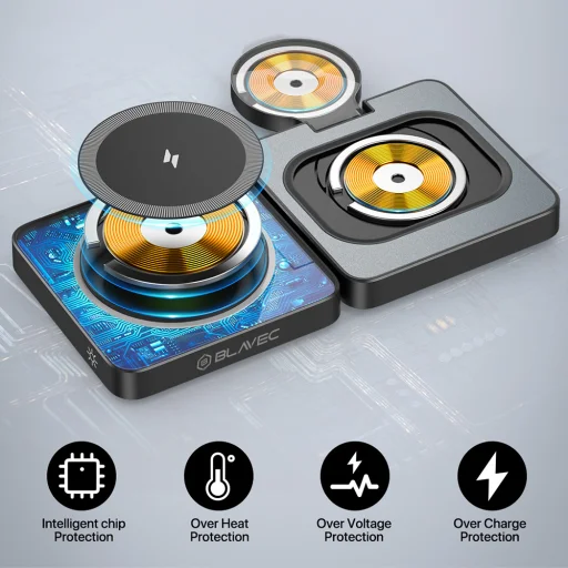 Blavec BQI-04 Qi 15W Magsafe nabíjací stojan 3v1 UniCharge (BQI04-QIMB) čierny - 5