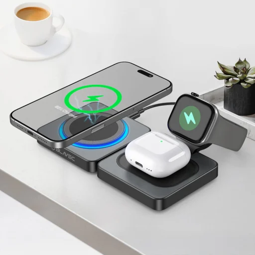 Blavec BQI-04 Qi 15W Magsafe nabíjací stojan 3v1 UniCharge (BQI04-QIMB) čierny - 6